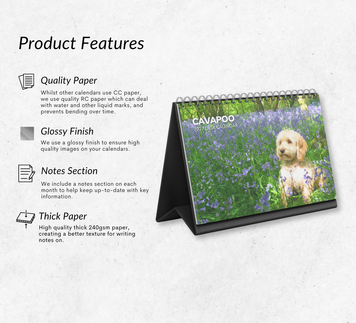 Cavapoo Desk Calendar 2027-2028