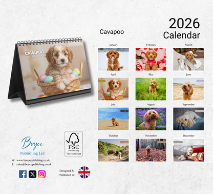 Cavapoo Desk Calendar 2026-2027