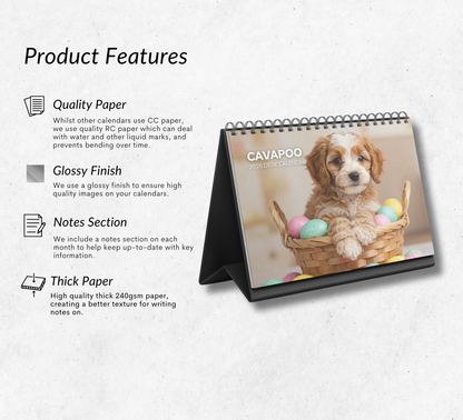 Cavapoo Desk Calendar 2026-2027