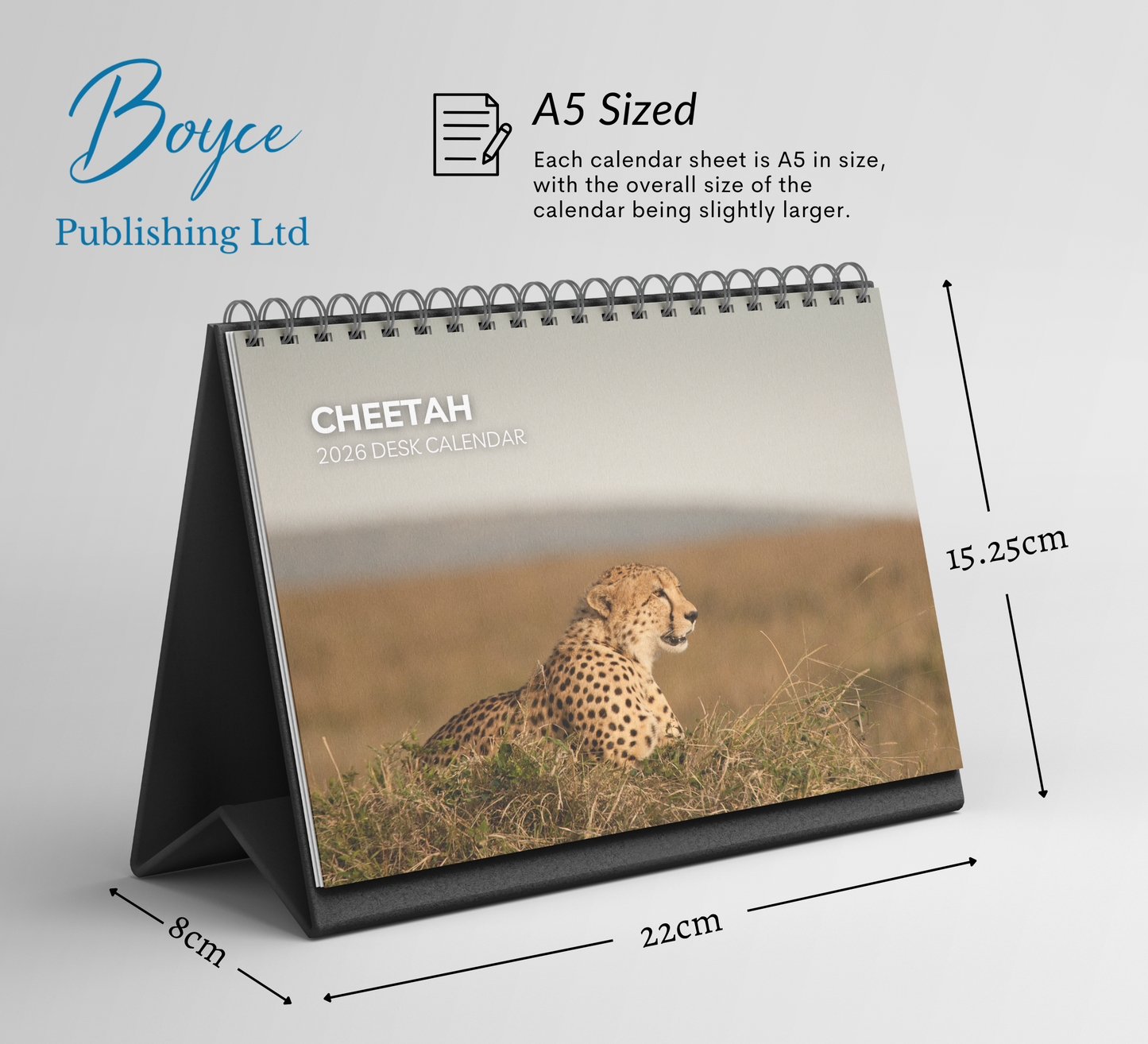 Cheetah Desk Calendar 2026-2027