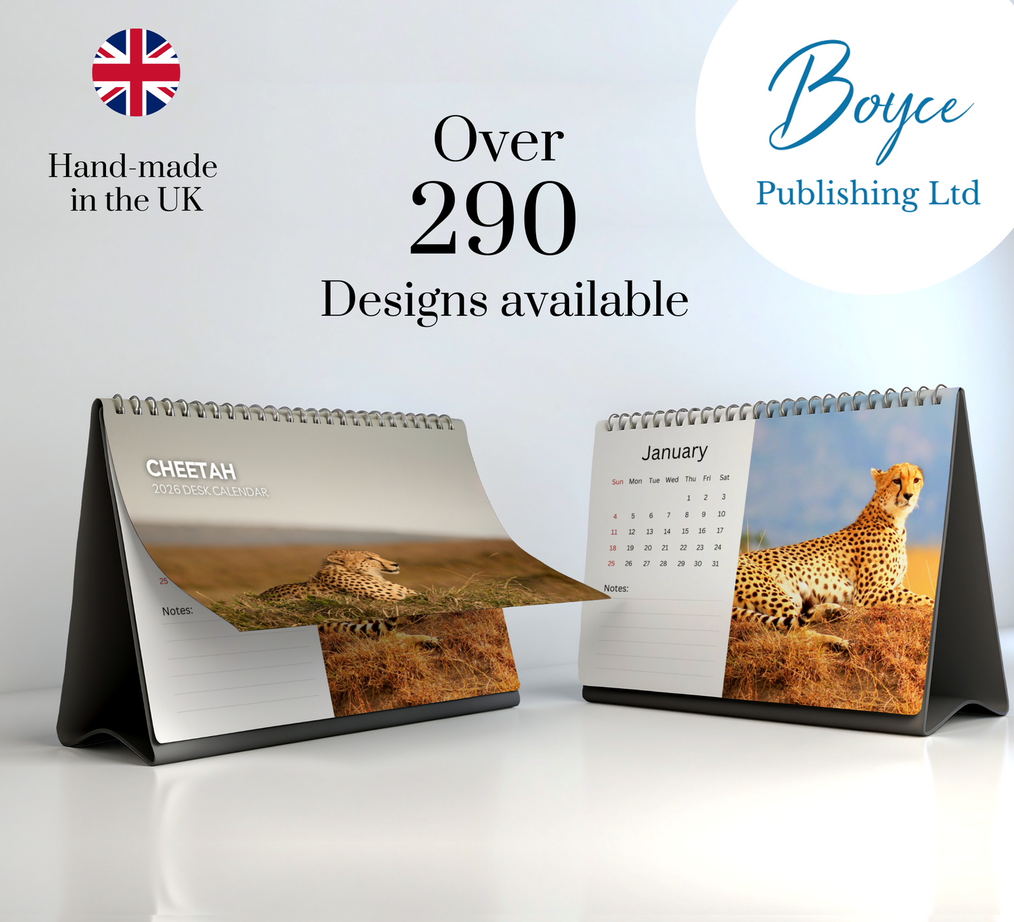 Cheetah Desk Calendar 2026-2027