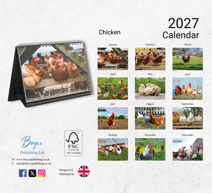 Chicken Desk Calendar 2027-2028
