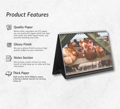 Chicken Desk Calendar 2027-2028