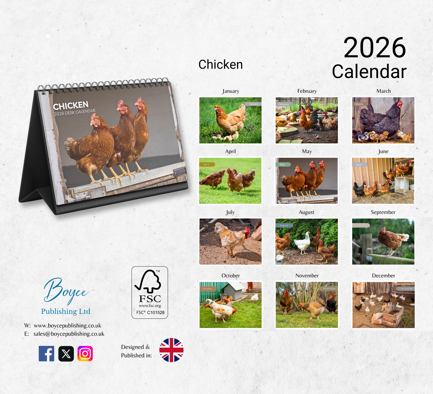 Chicken Desk Calendar 2026-2027