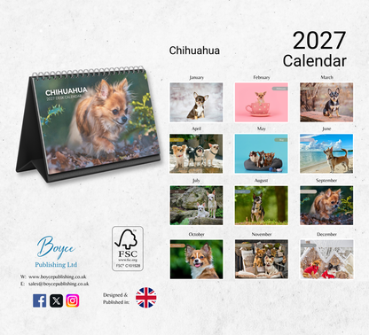 Chihuahua Desk Calendar 2027-2028