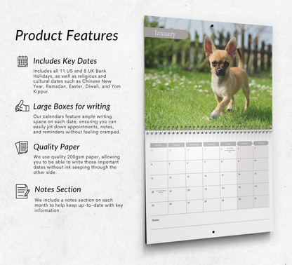 Chihuahua Puppies Calendar 2027