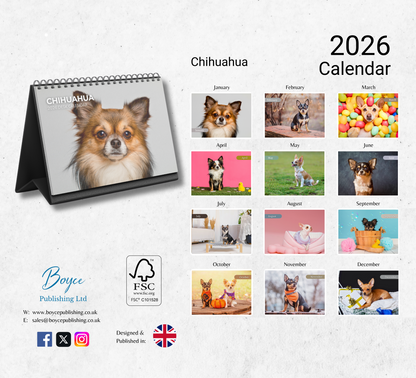 Chihuahua Desk Calendar 2026-2027