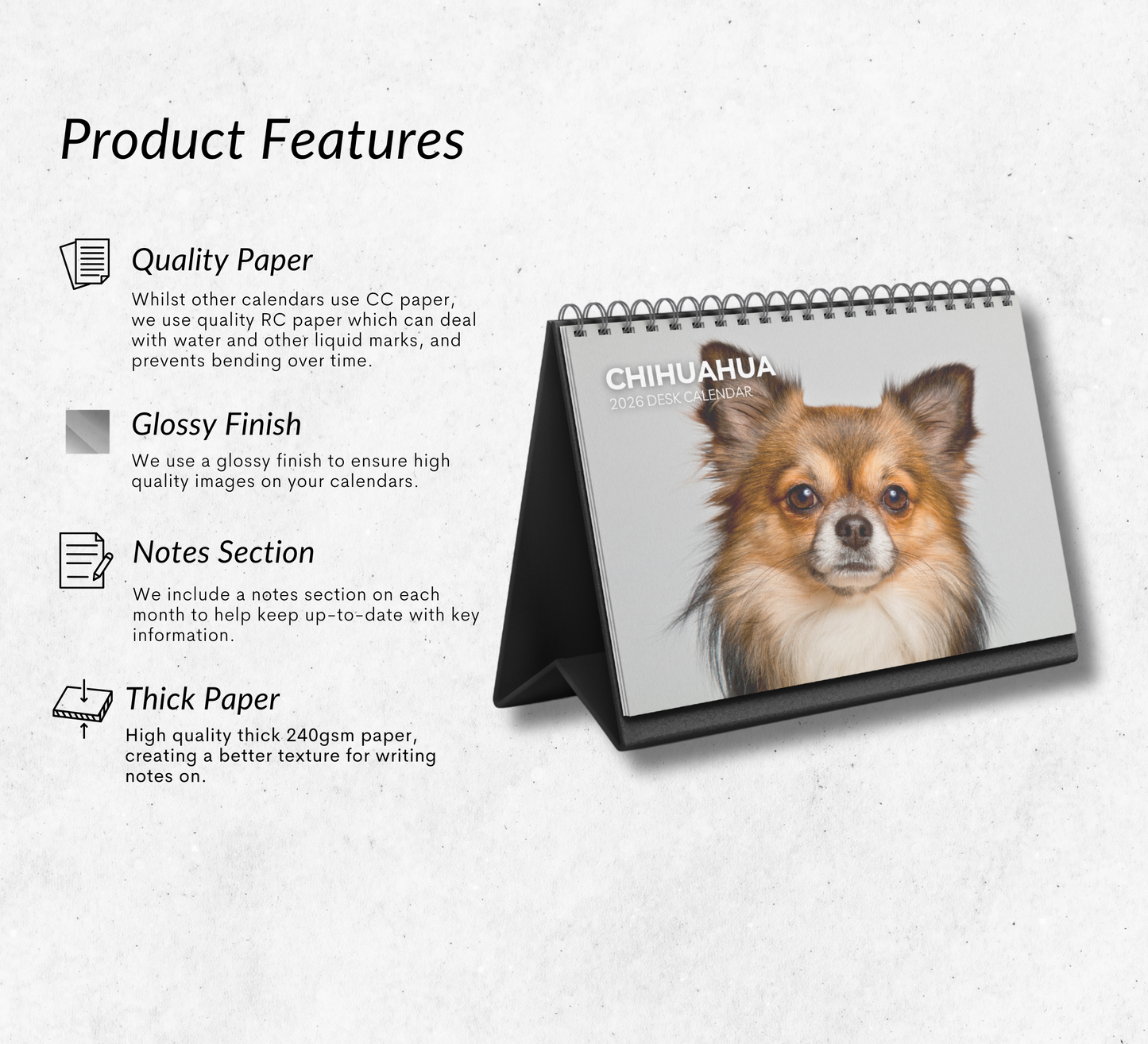 Chihuahua Desk Calendar 2026-2027