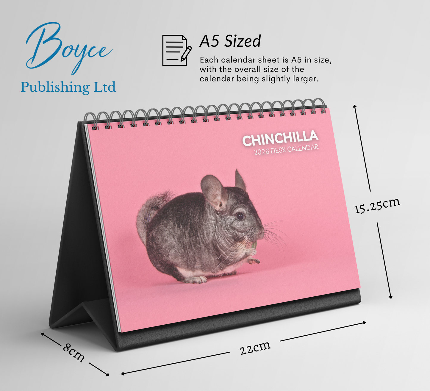 Chinchilla Desk Calendar 2026-2027