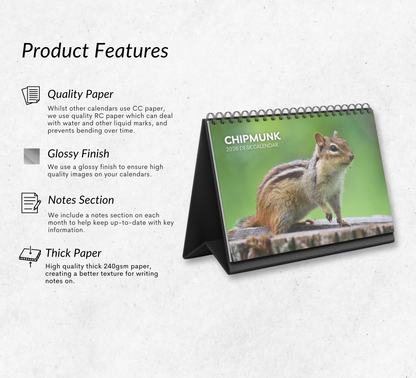 Chipmunk Desk Calendar 2026-2027