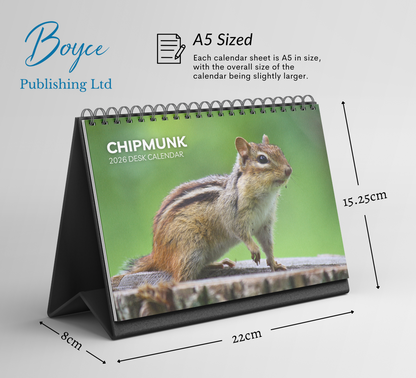 Chipmunk Desk Calendar 2026-2027
