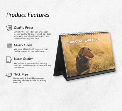 Chocolate Labrador Desk Calendar 2027-2028