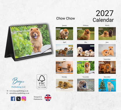Chow Chow Desk Calendar 2027-2028