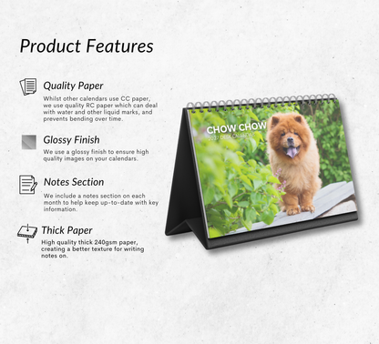 Chow Chow Desk Calendar 2027-2028