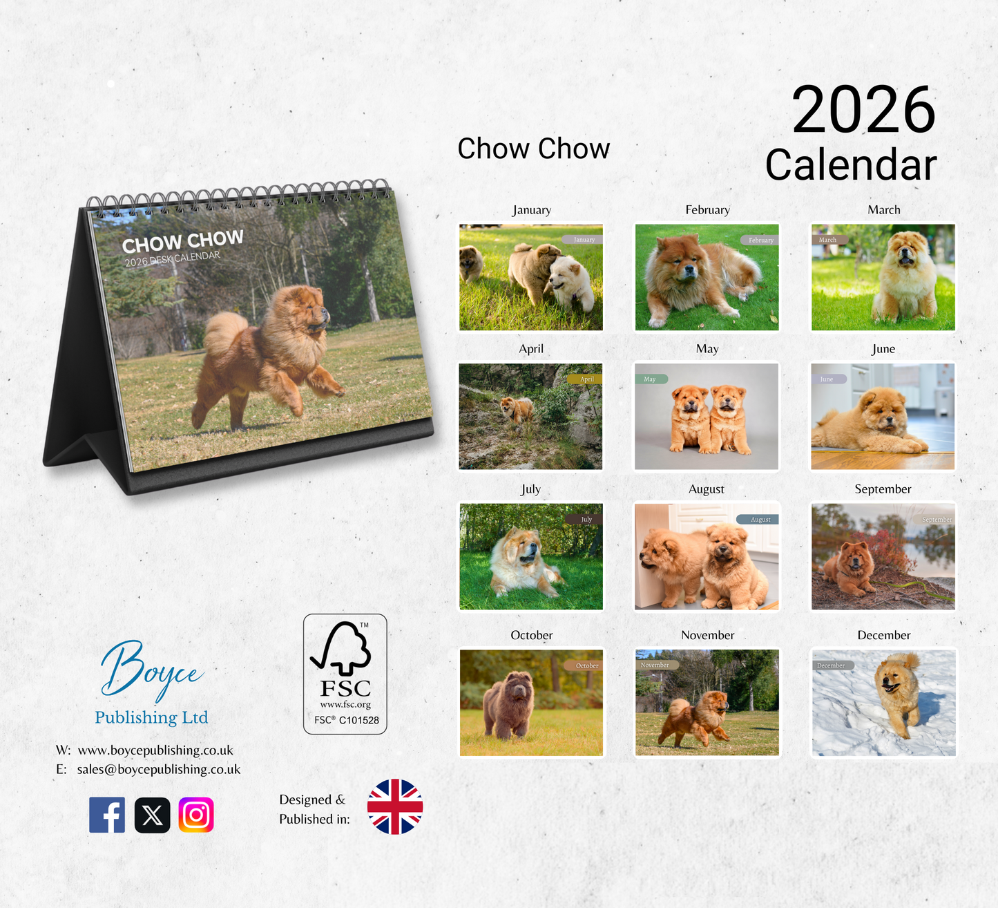 Chow Chow Desk Calendar 2026-2027