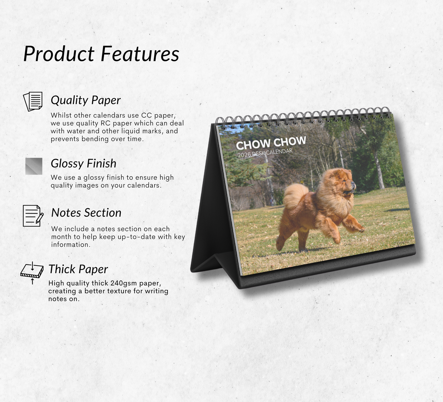 Chow Chow Desk Calendar 2026-2027