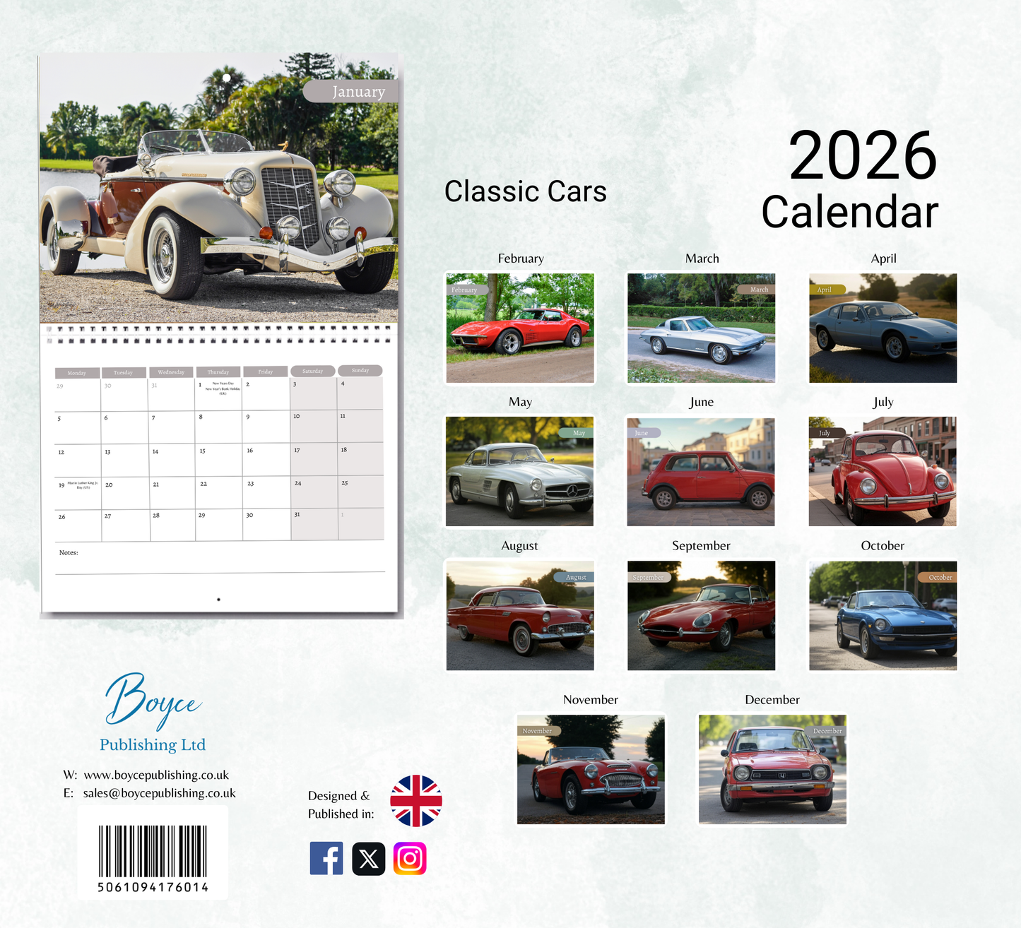 Classic Cars Calendar 2026