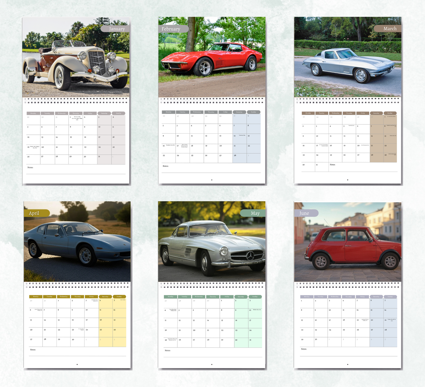 Classic Cars Calendar 2026