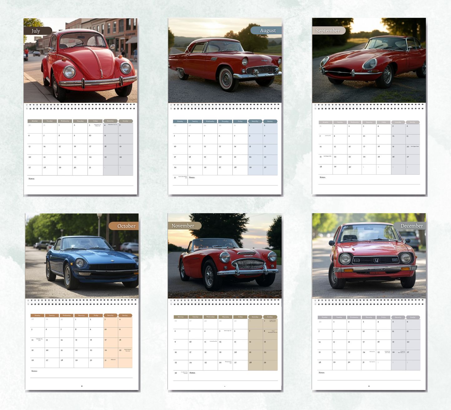 Classic Cars Calendar 2026