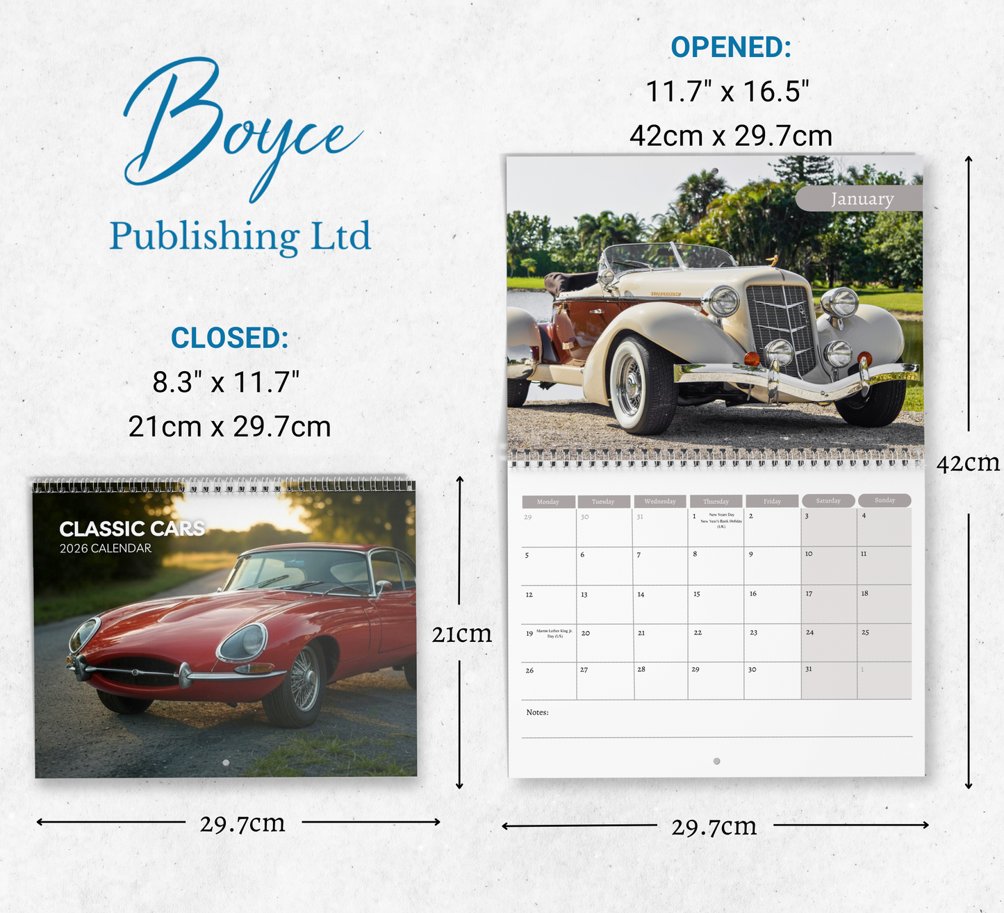 Classic Cars Calendar 2026