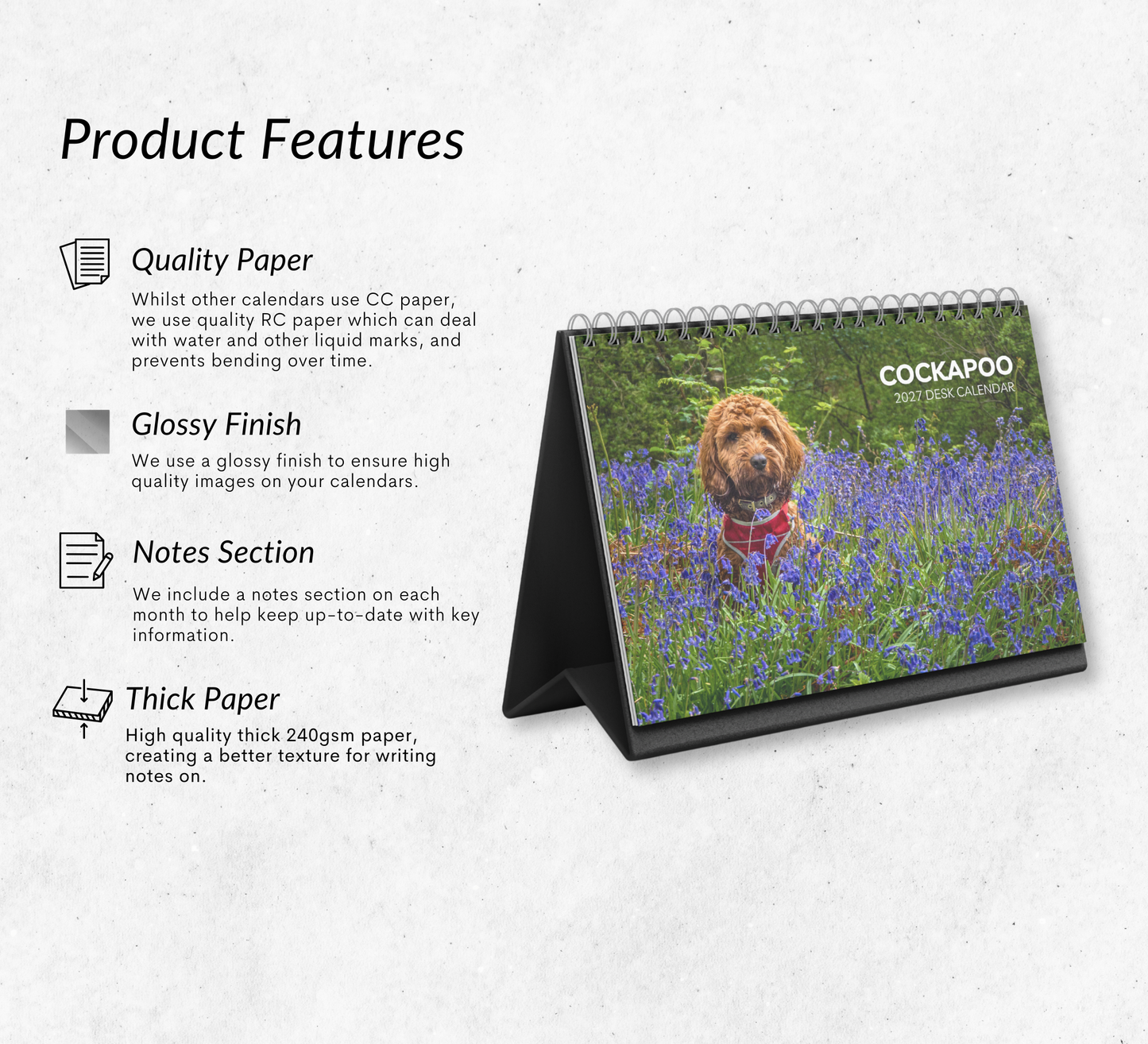 Cockapoo Desk Calendar 2027-2028