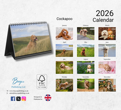Cockapoo Desk Calendar 2026-2027