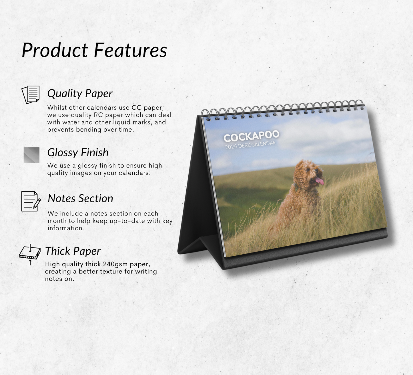 Cockapoo Desk Calendar 2026-2027
