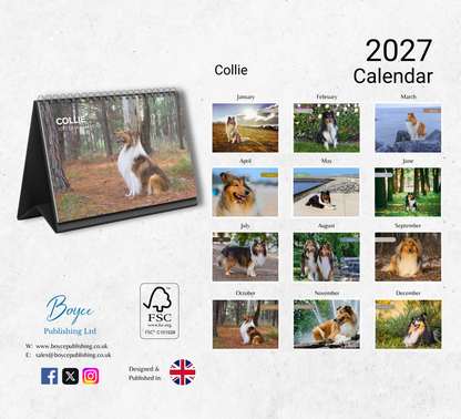 Collie Desk Calendar 2027-2028