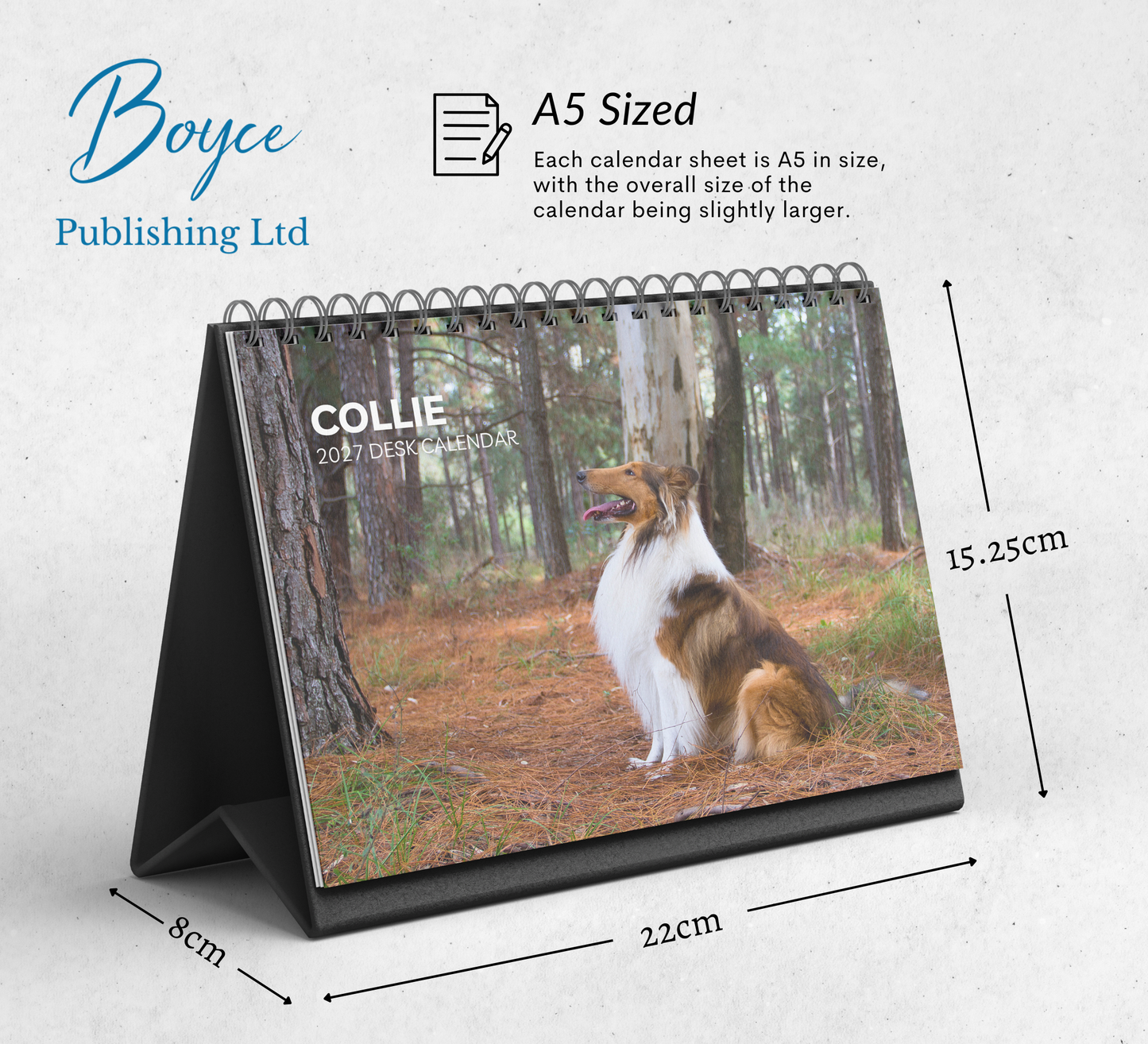Collie Desk Calendar 2027-2028