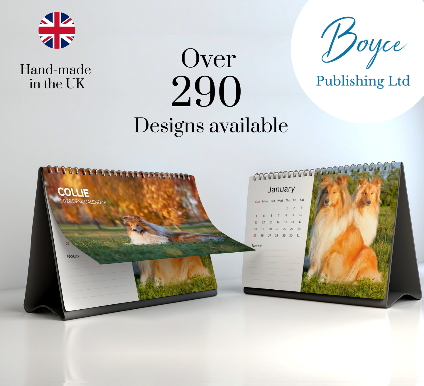Collie Desk Calendar 2026-2027