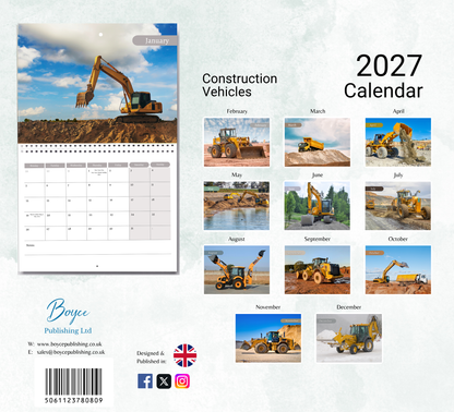 Construction Vehicles Calendar 2027