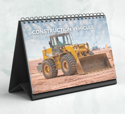 Construction Vehicles Desk Calendar 2027-2028