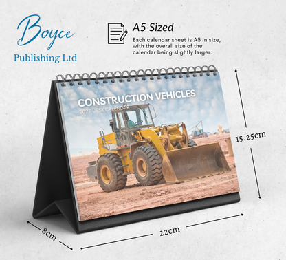 Construction Vehicles Desk Calendar 2027-2028