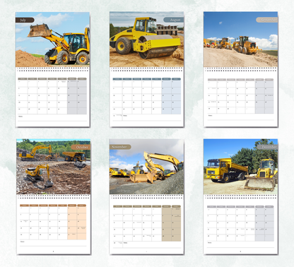 Construction Vehicles Calendar 2026