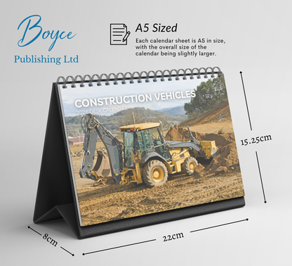 Construction Vehicles Desk Calendar 2026-2027
