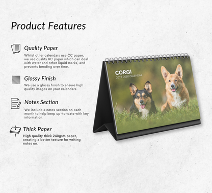 Corgi Desk Calendar 2027-2028