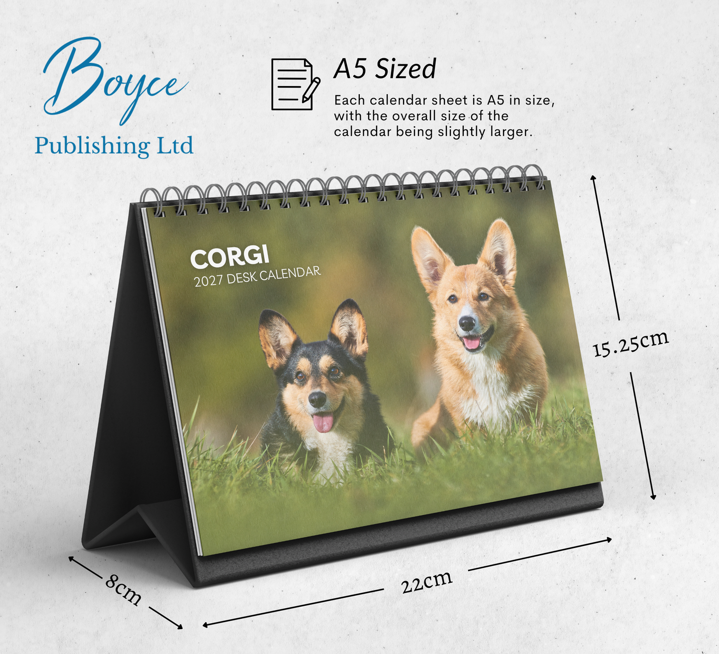 Corgi Desk Calendar 2027-2028