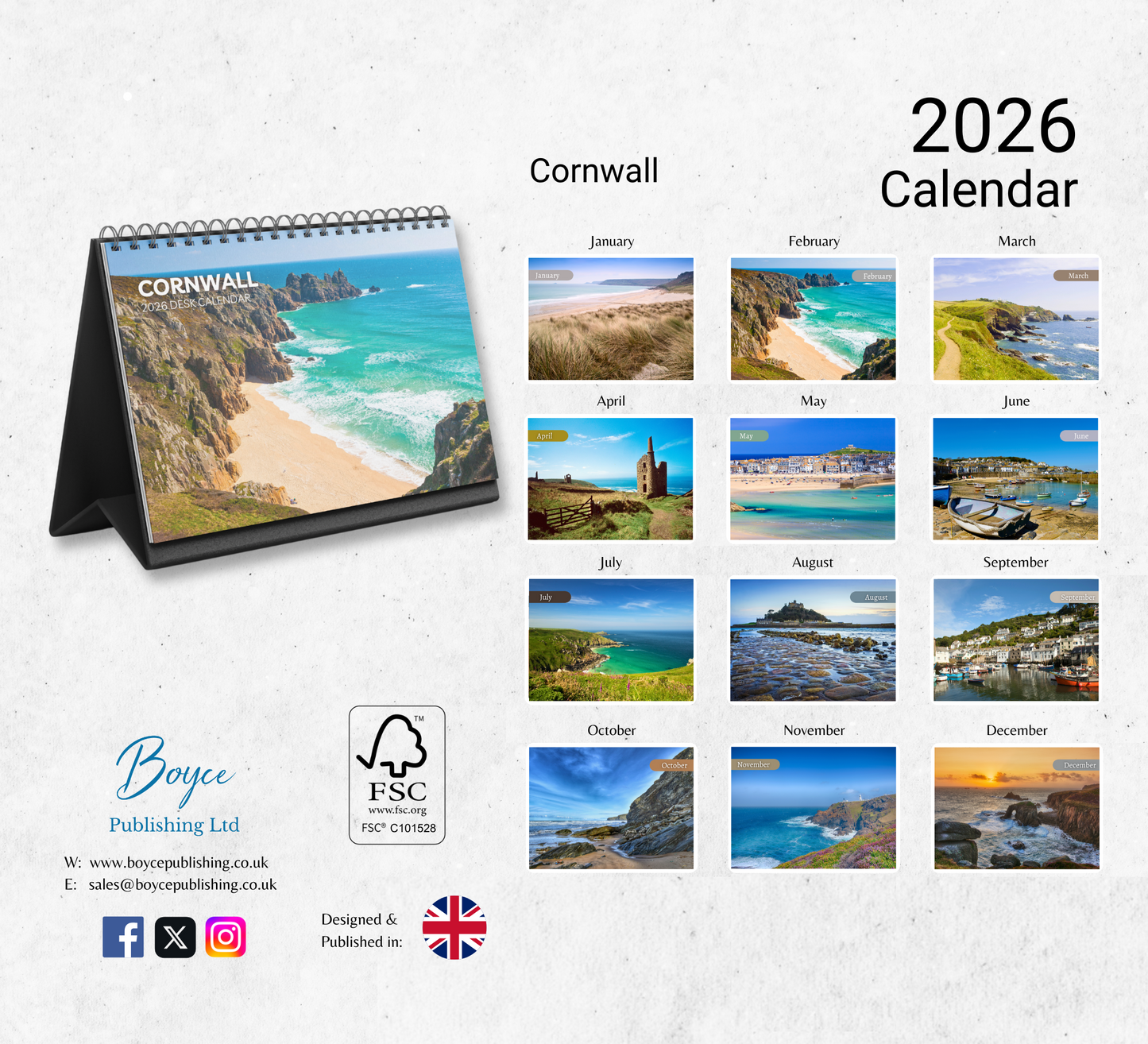 Cornwall Desk Calendar 2026-2027