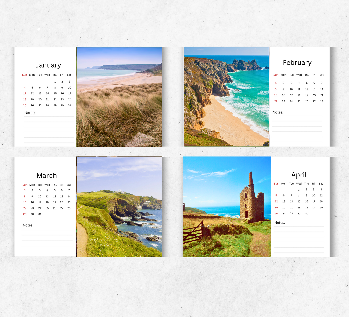 Cornwall Desk Calendar 2026-2027