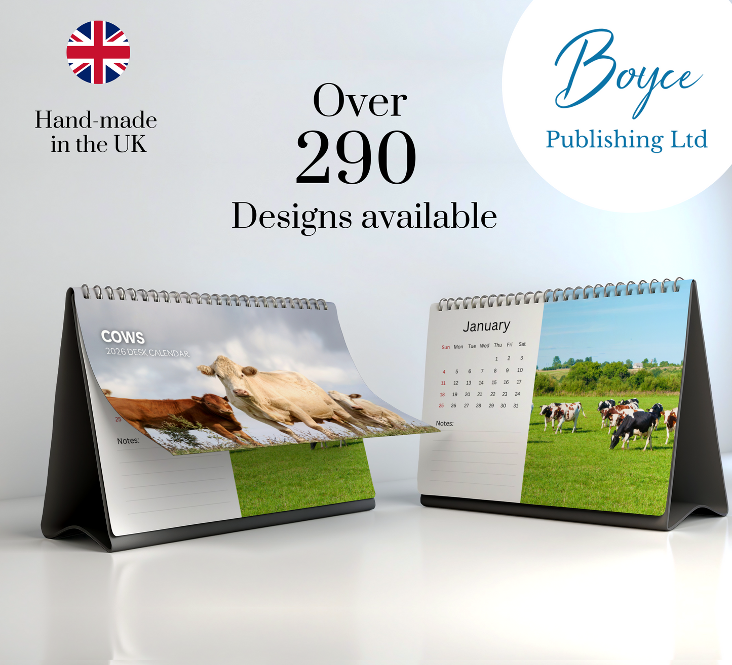 Cows Desk Calendar 2026-2027