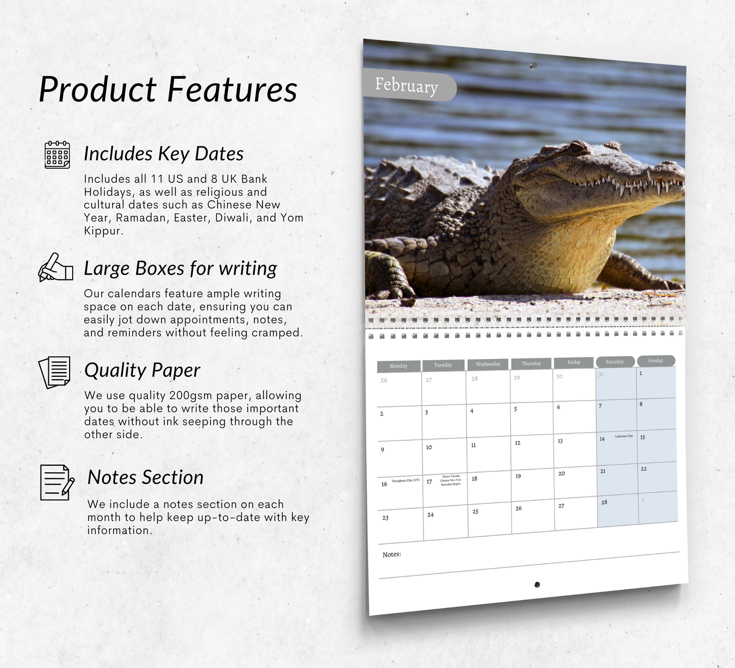 Crocodile Calendar 2026
