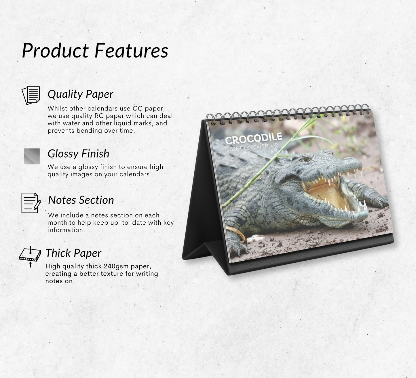 Crocodile Desk Calendar 2026-2027
