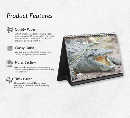 Crocodile Desk Calendar 2026-2027