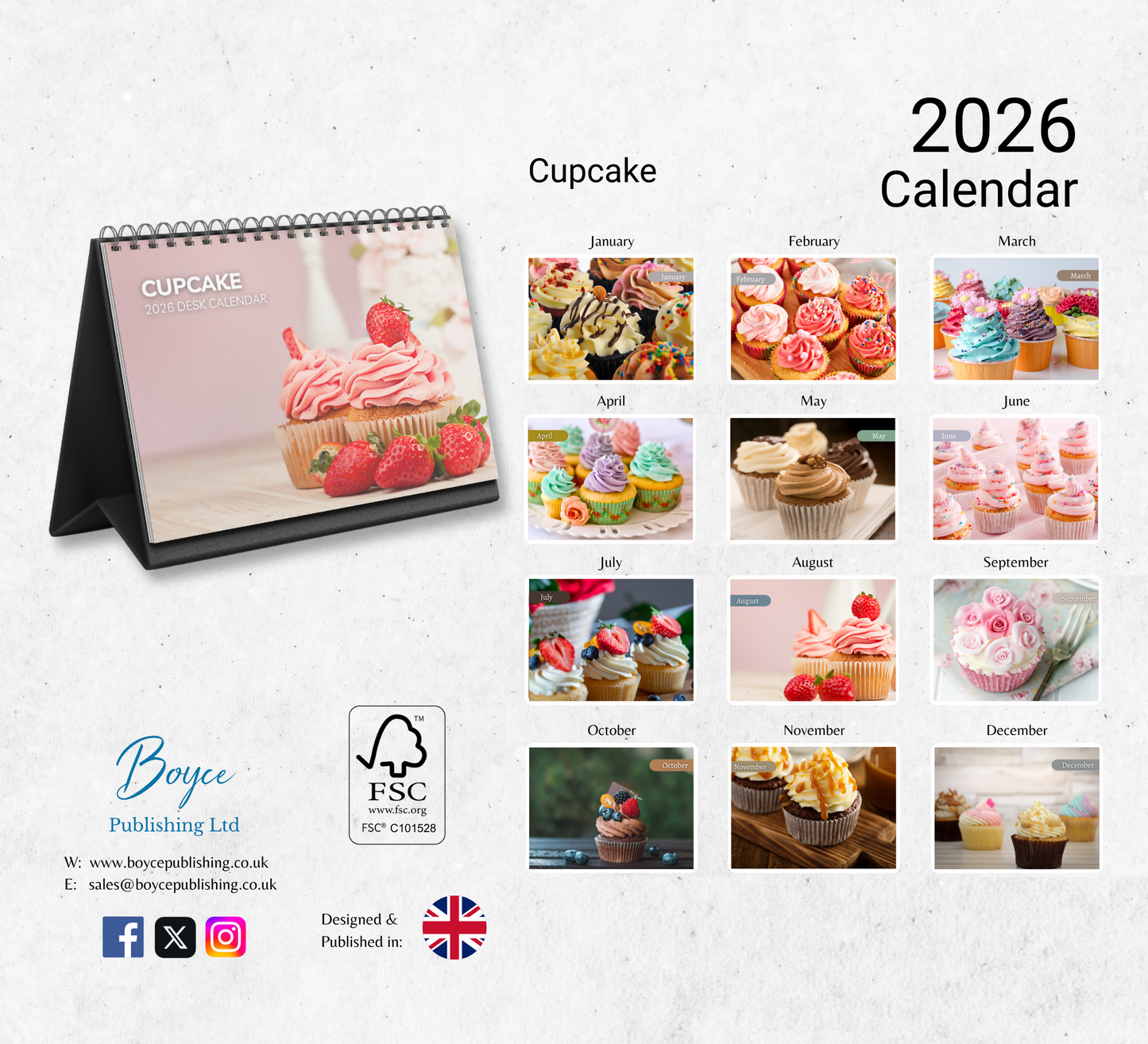 Cupcake Desk Calendar 2026-2027