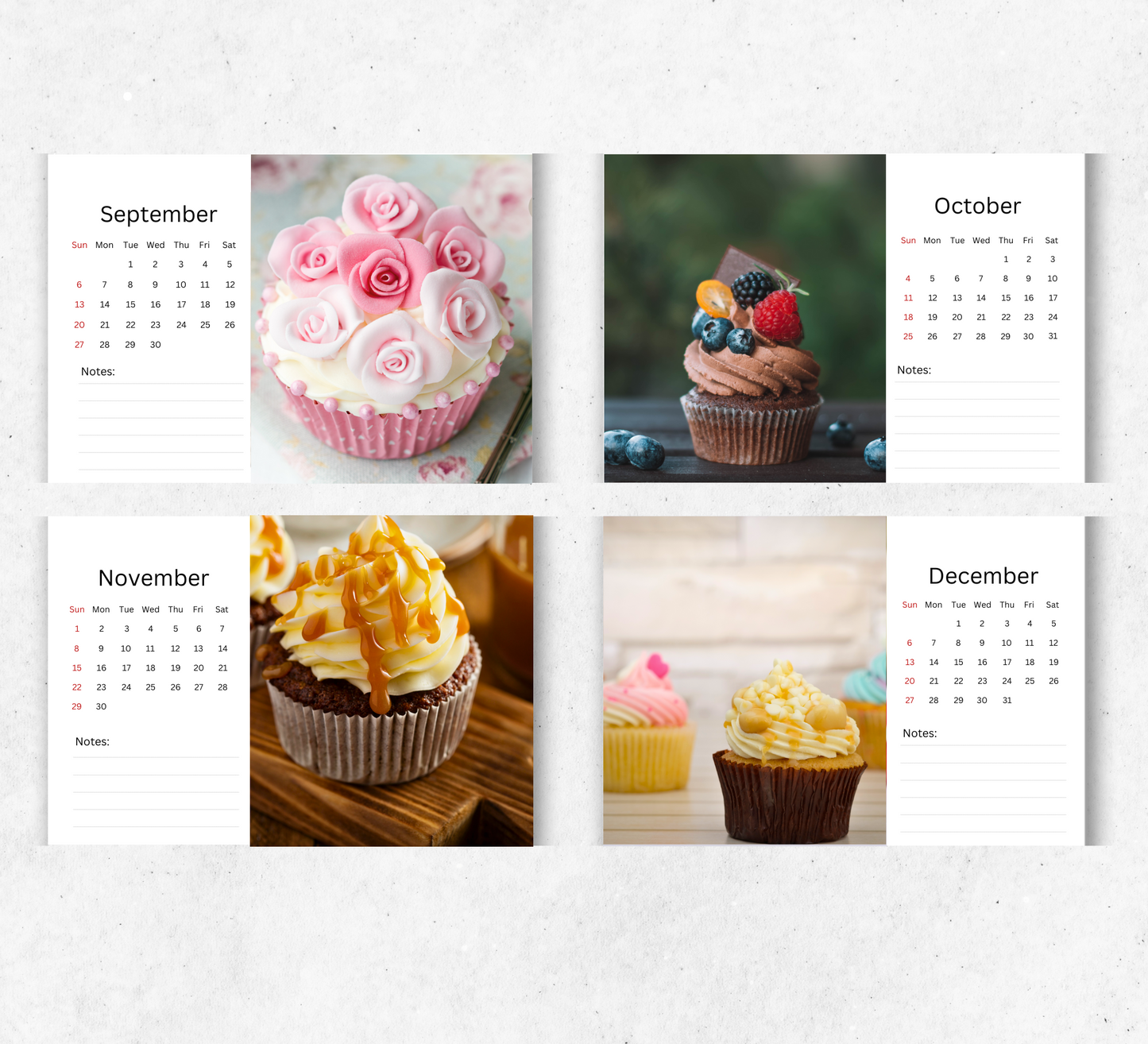 Cupcake Desk Calendar 2026-2027