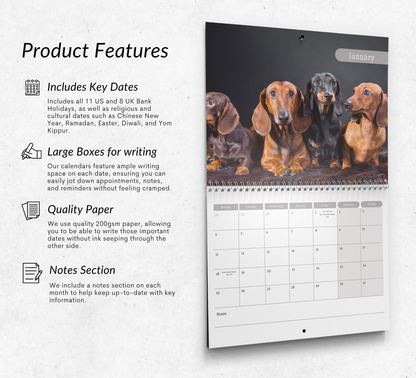 Dachshund Calendar 2027