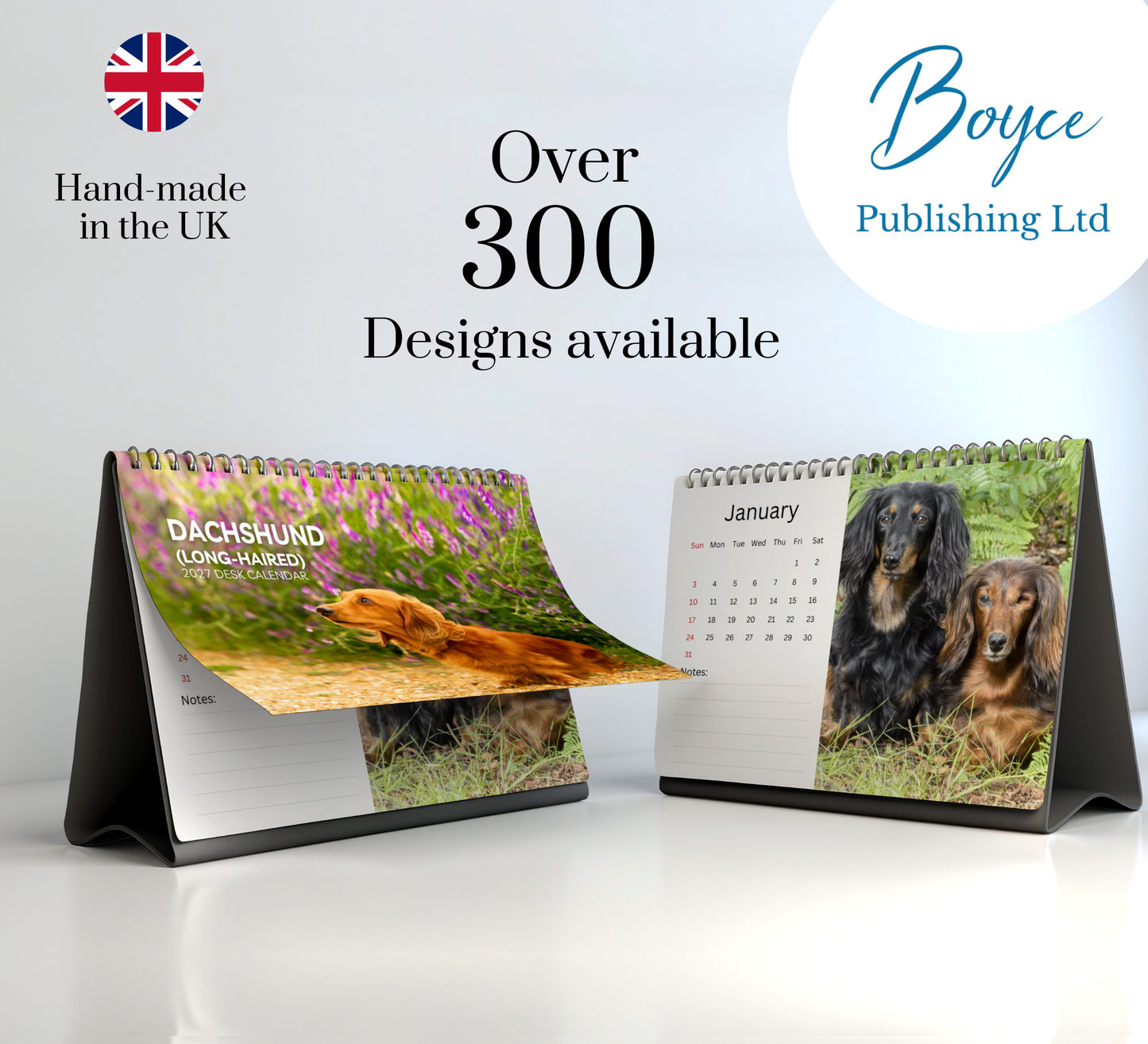 Dachshund (long-haired) Desk Calendar 2027-2028