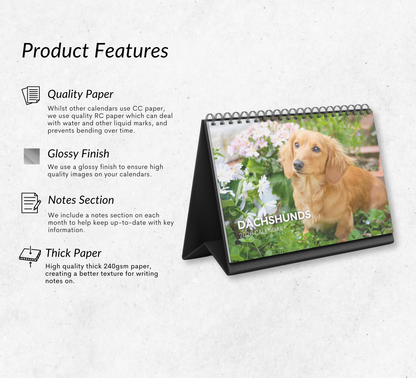Dachshund Desk Calendar 2026-2027