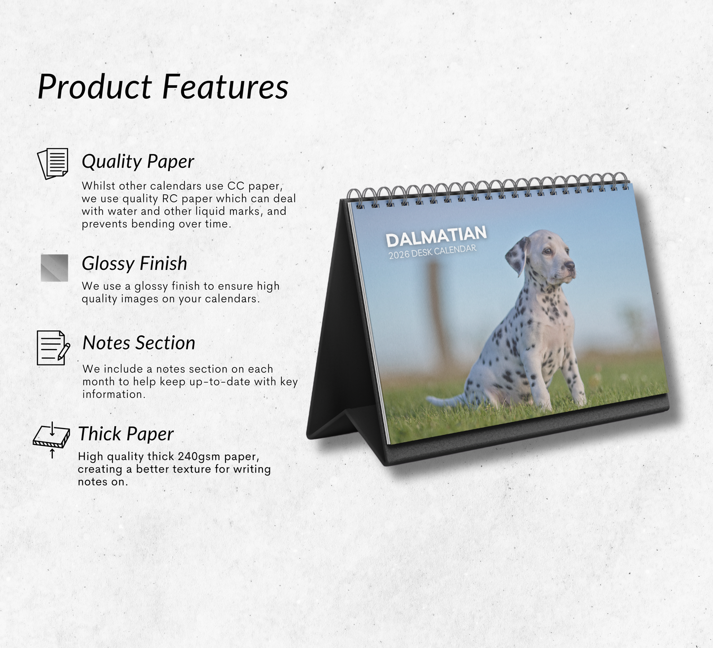 Dalmatian Desk Calendar 2026-2027