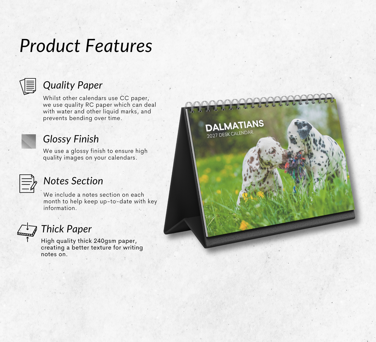 Dalmatian Desk Calendar 2027-2028